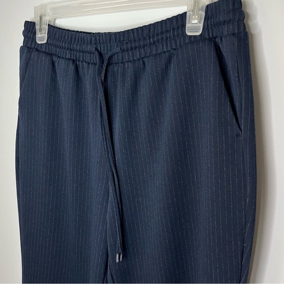 Time And Tru Pull On Navy Blue Pinstripe High Rise Knit Pants Size Medium 8-10 - Picture 7 of 16